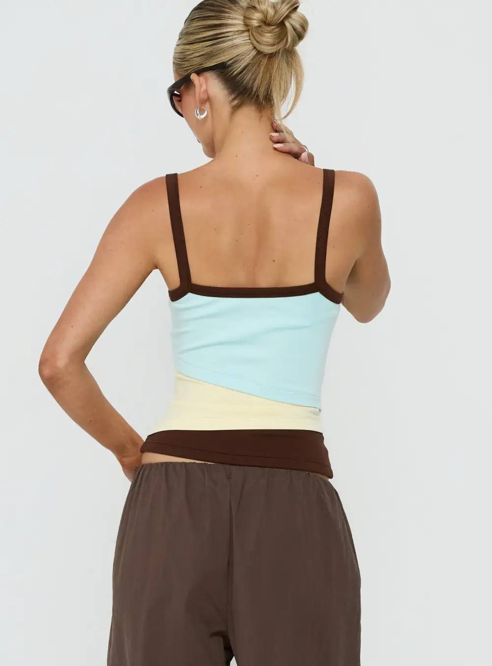 Square Neck Spliced Tank Top