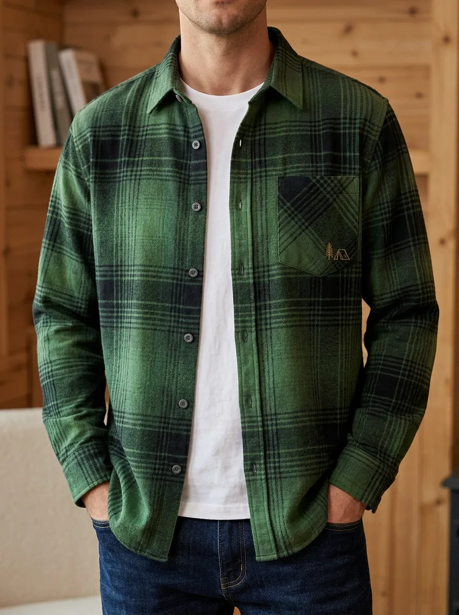 Tent Forest Plaid Button Front Shirt