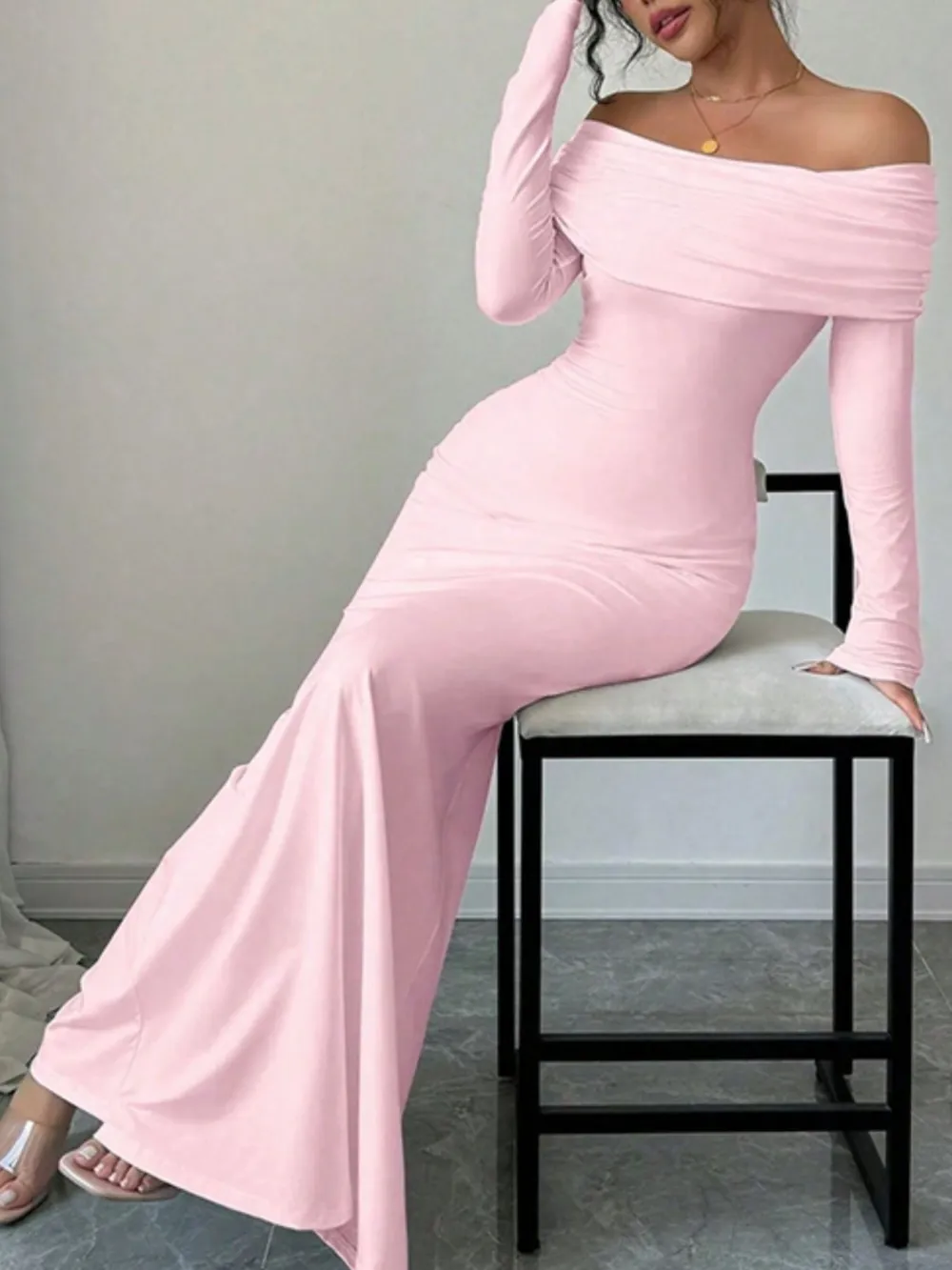 Clean Line Long Sleeve Maxi Dress