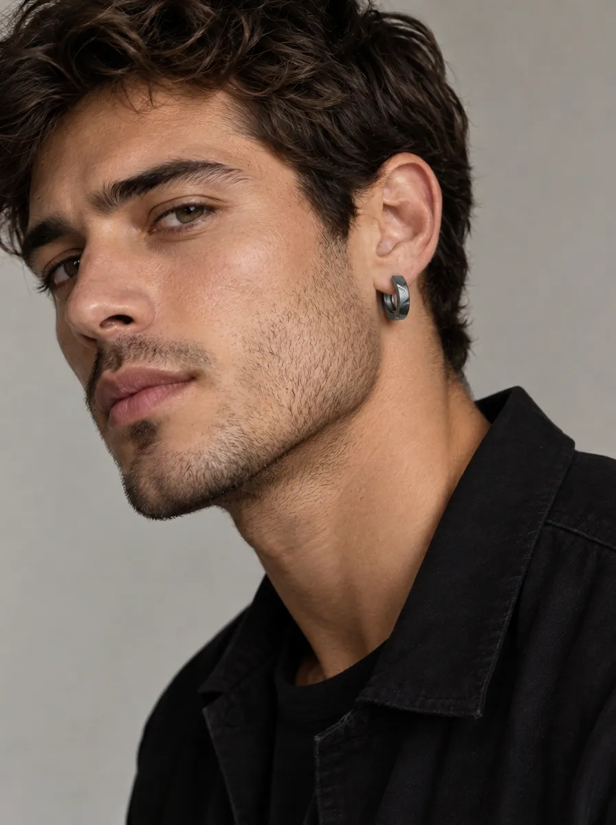 Men's Geometric Hoop Earrings