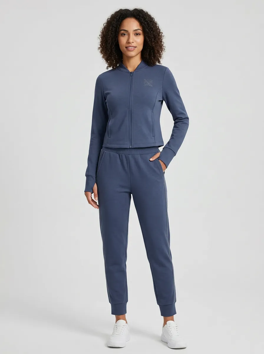 Women's Casual Sporty Blue Graphic Tracksuit Set