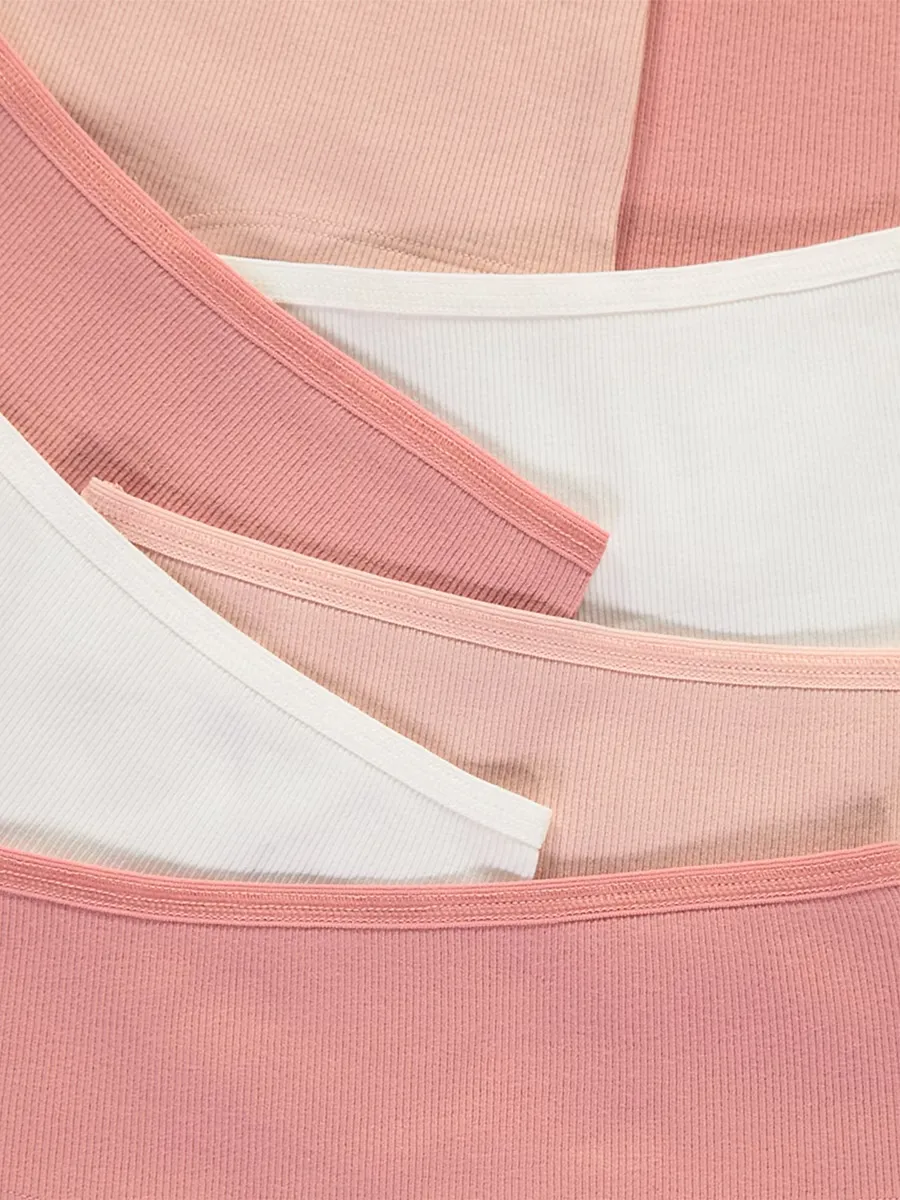 Pink Ribbed Short Briefs 7 Pack