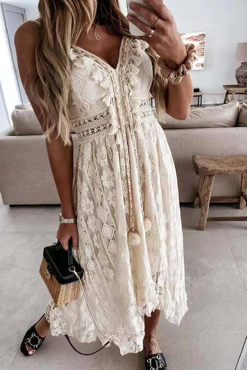 Lace Waist Belt Dress