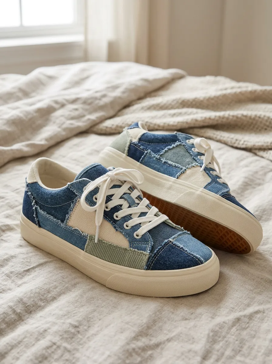 Women's Denim Patchwork Creative Skate Shoes