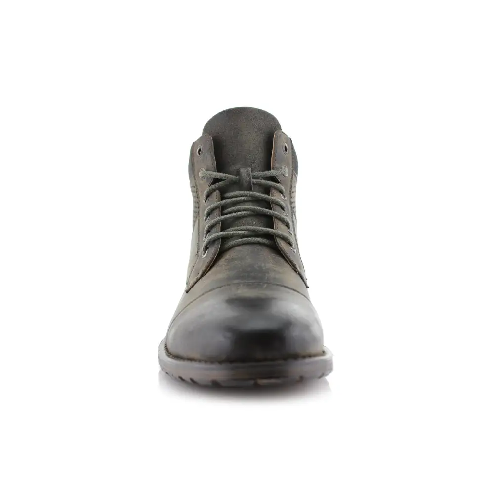 Faux-Suede Suede Faux-Leather Combat Boots