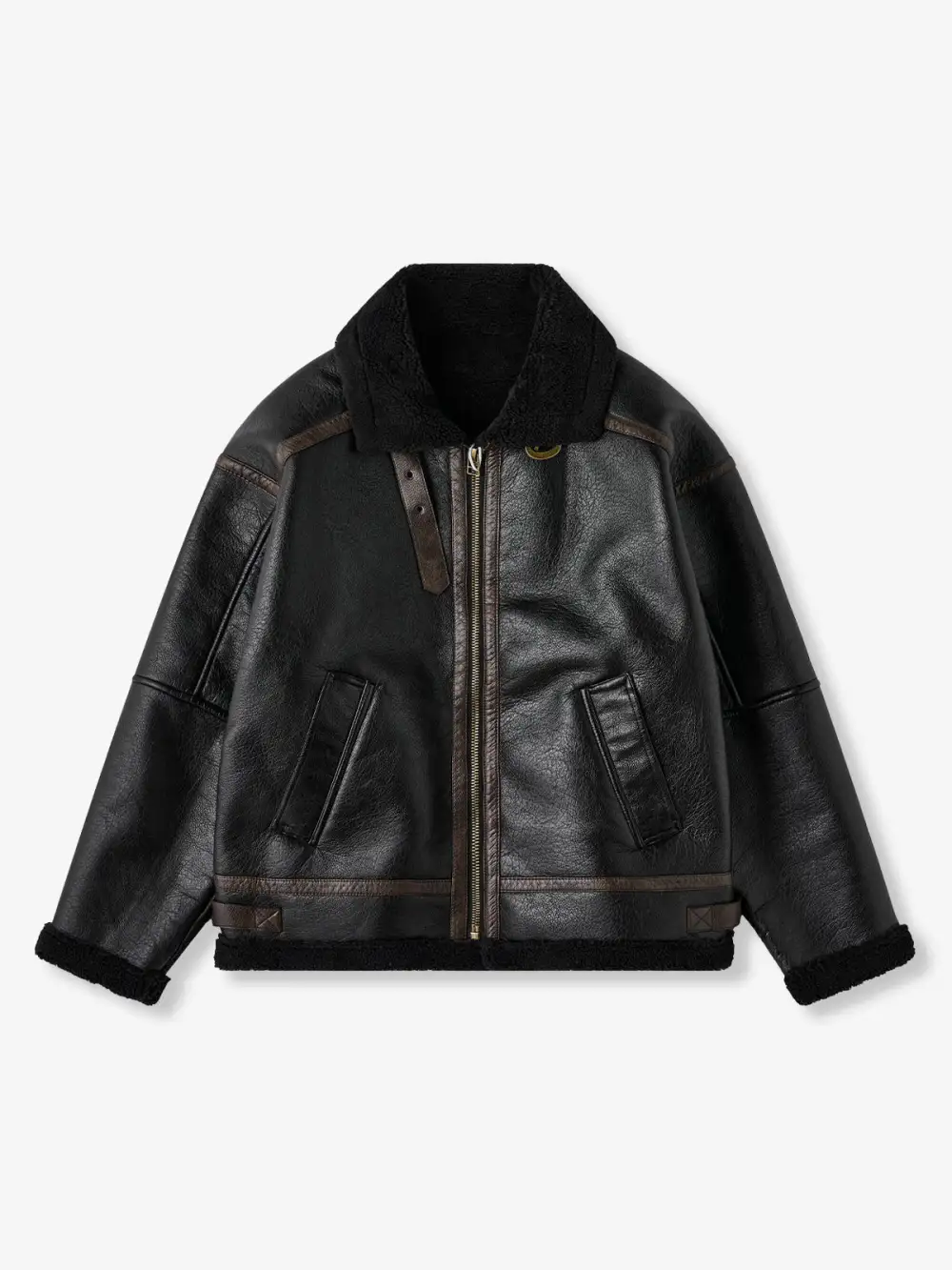 Men's Fleece Lined Leather Bomber Jacket