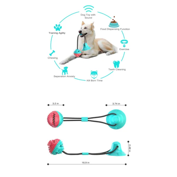Dental Chew Ball for Dogs - Teeth Cleaning Suction Cup Toy