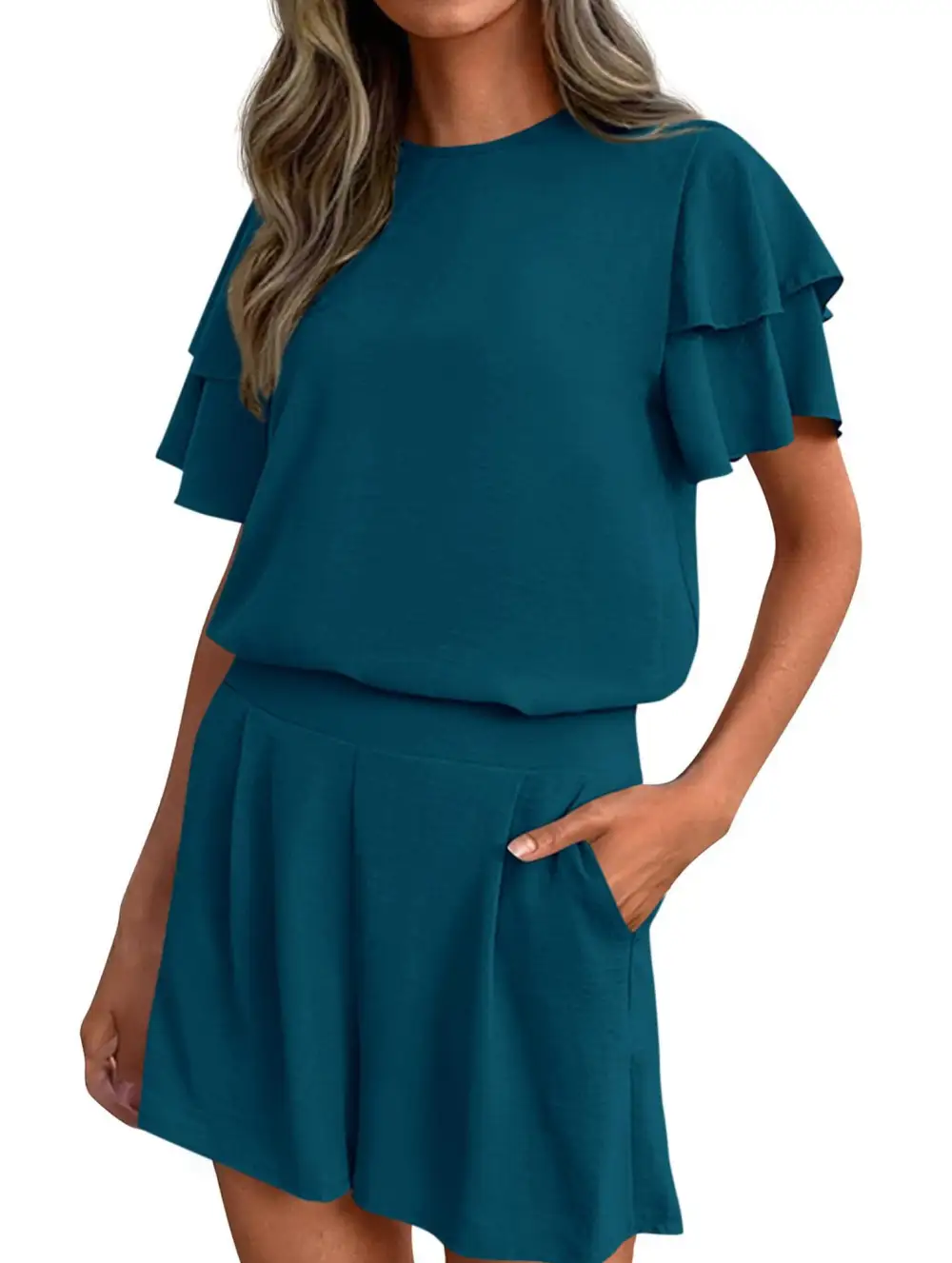 Crew Neck Top Two Piece Set