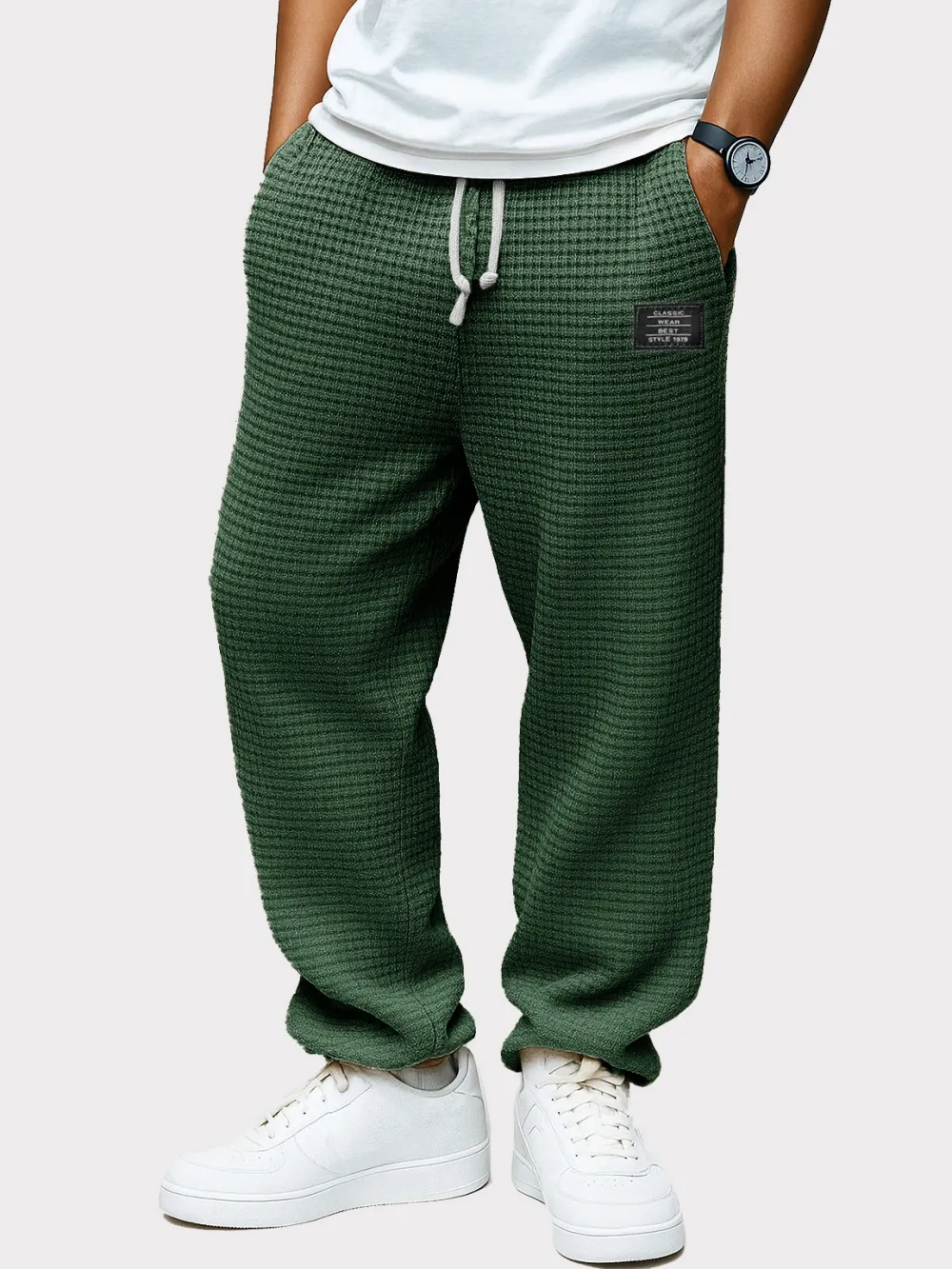 Clean Cut Textured Knit Drawstring Trousers