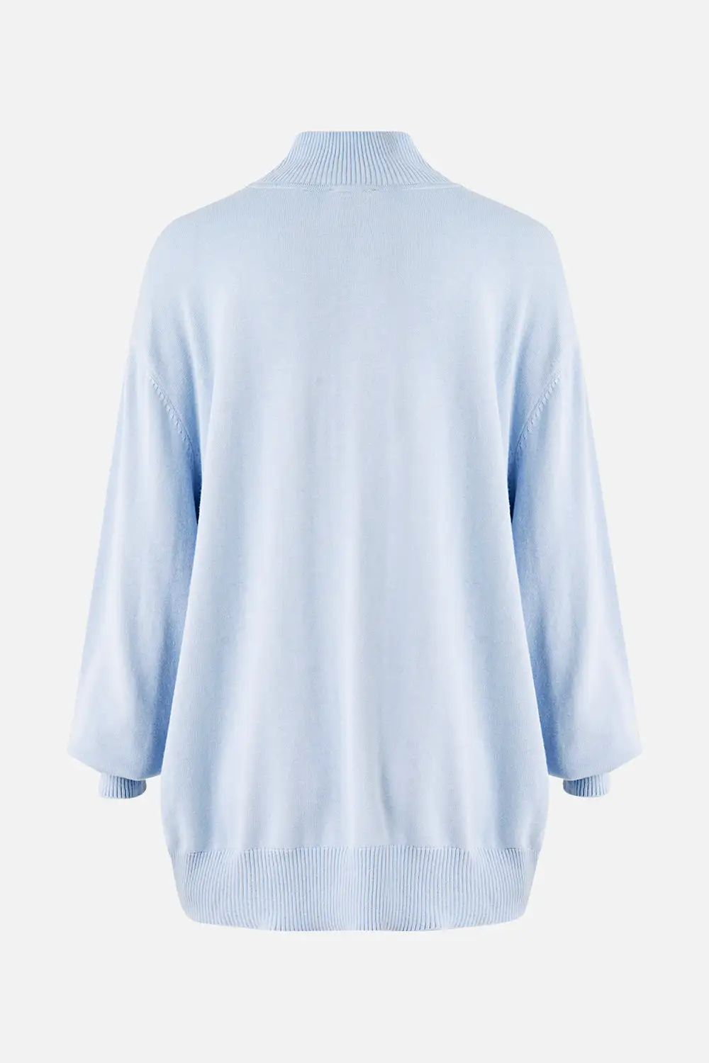 Silk Front Turtle Neck Knit Top