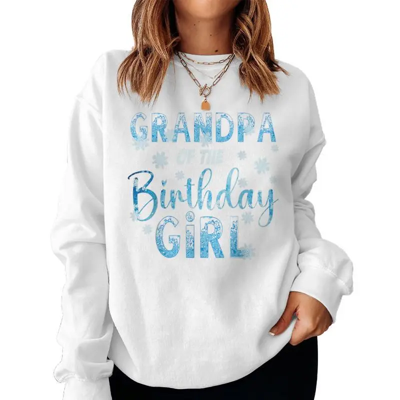 Grandpa Of The Birthday Girl Snowflakes Themed Matching Women Sweatshirt