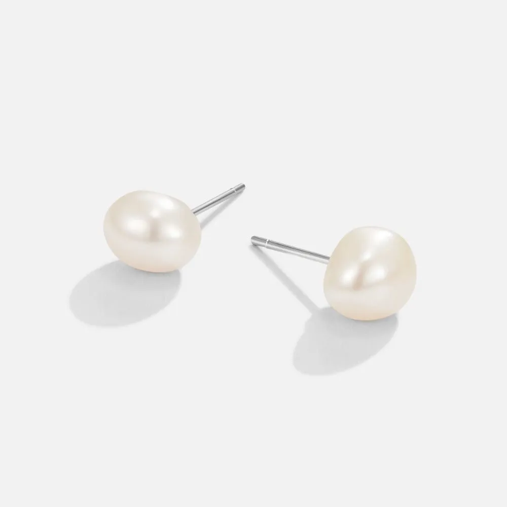 Stainless Steel Pearl Stud Earrings