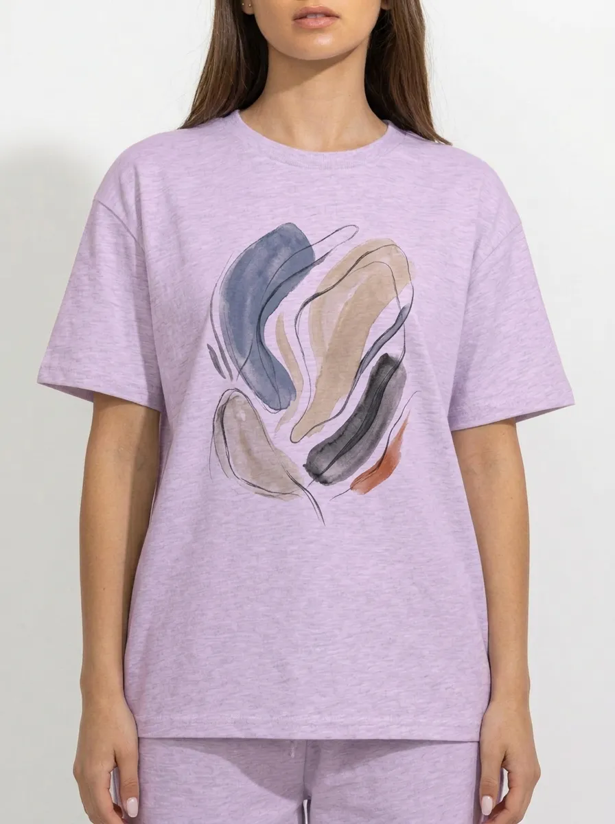 Women's Willow Abstract Art Minimalist Watercolor Graphic T-Shirt