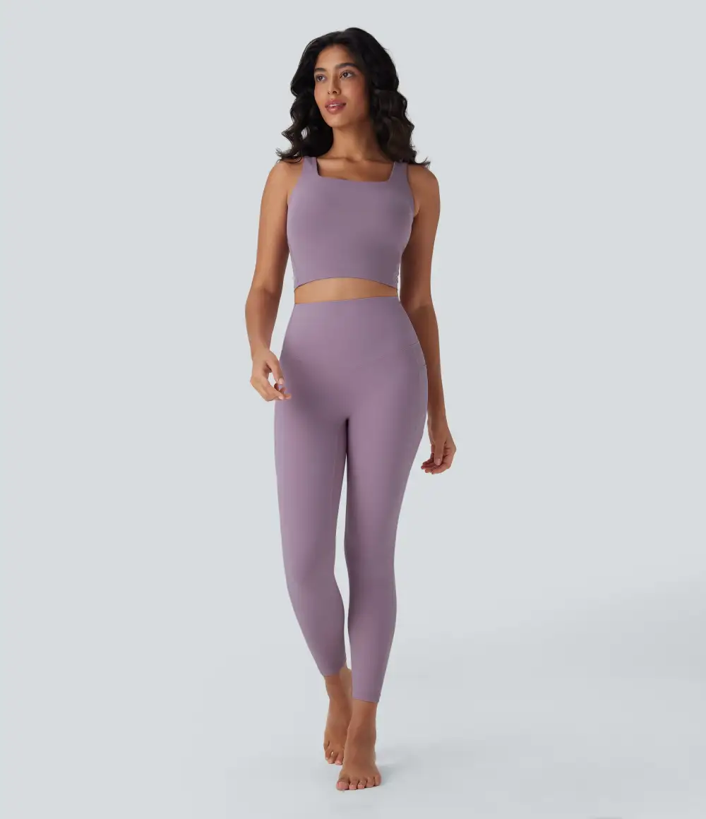 UltraSculpt Cool Quick Dry SoCinched High Waisted Tummy Control Shaping Yoga Leggings with Pockets-UPF50+