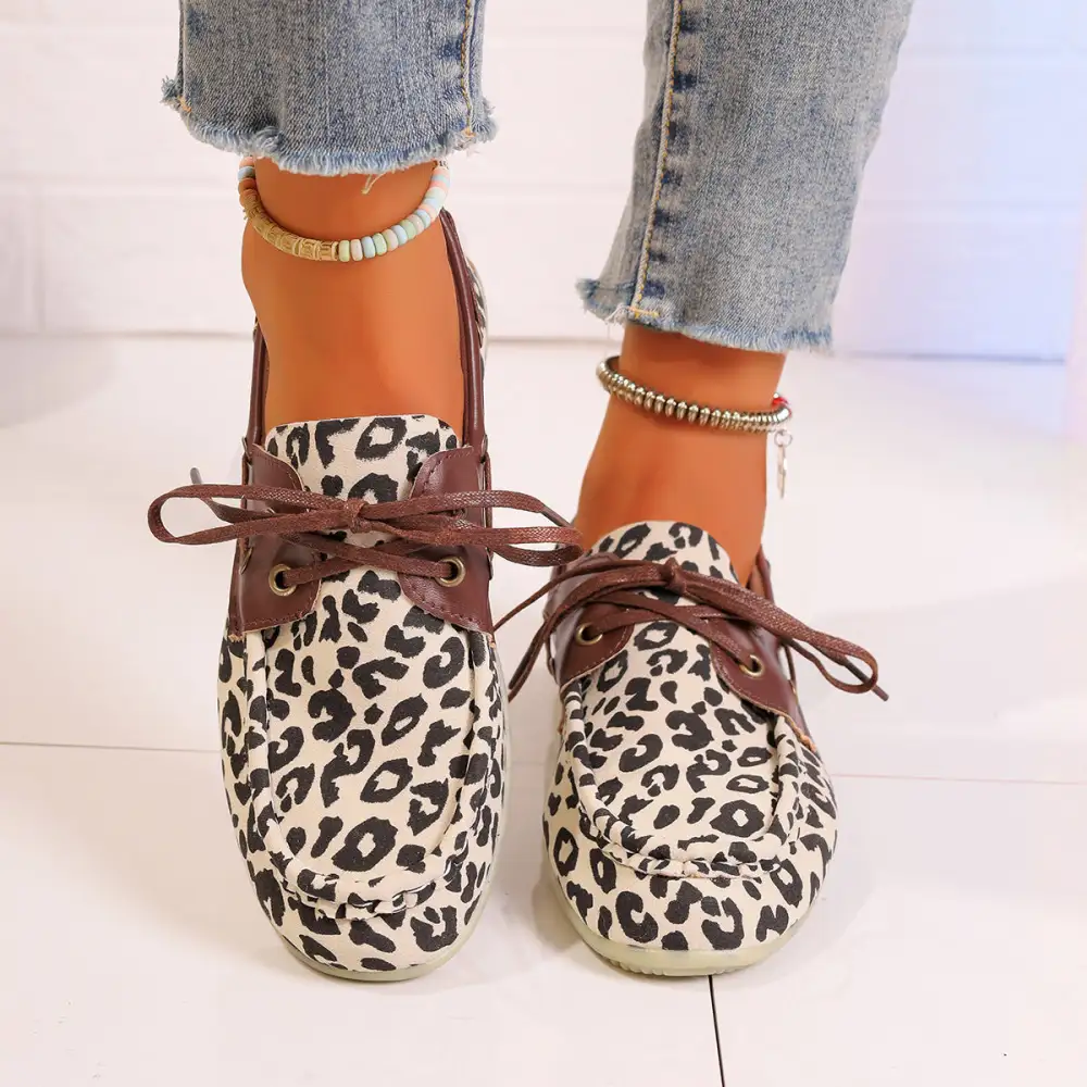 Leopard Print Lace Shoes