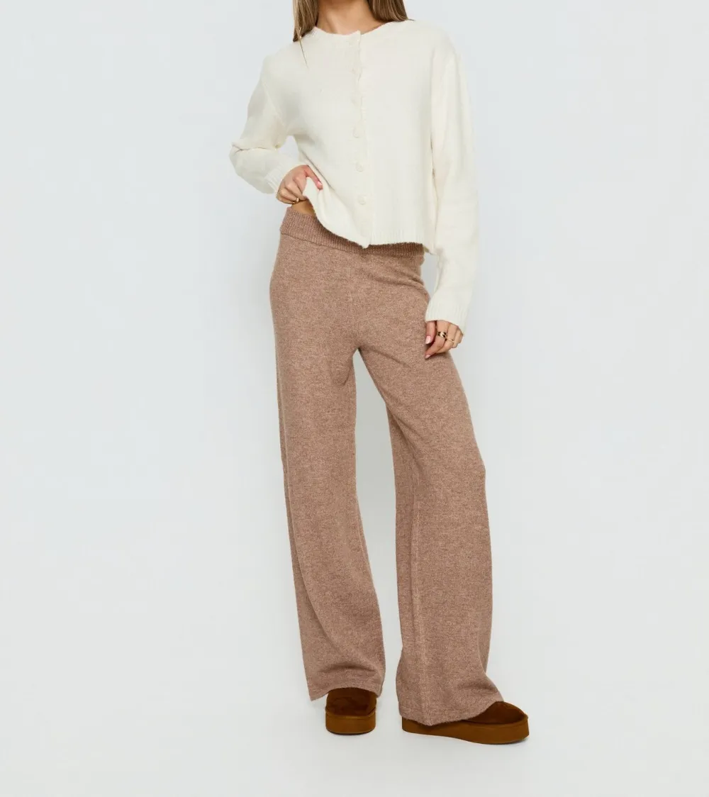 White Knit Ruched Button-Up Cardigan