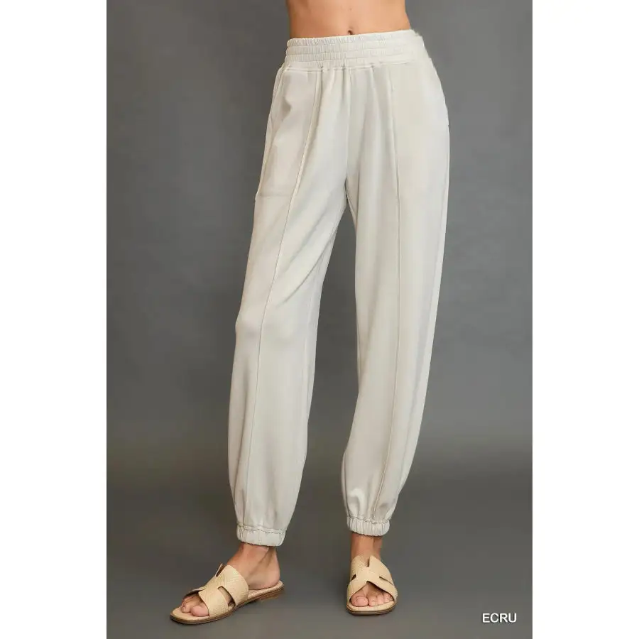 Drawstring Jogger Pants with Front Seam Detail