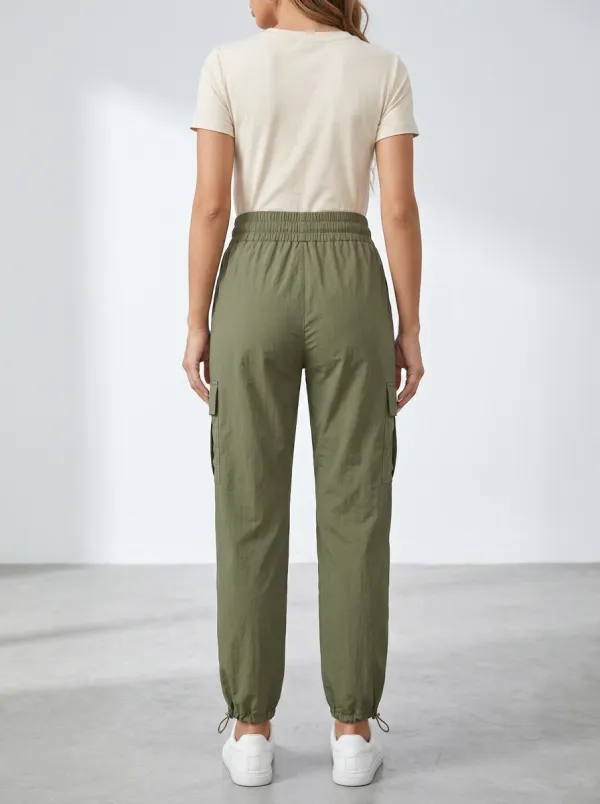 High-Rise Drawstring Breathable Breathable Cargo Pants