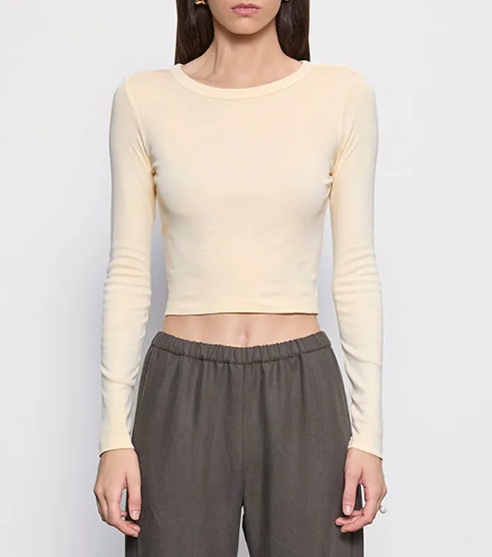 Baby Rib L/S Cropped Top Flan