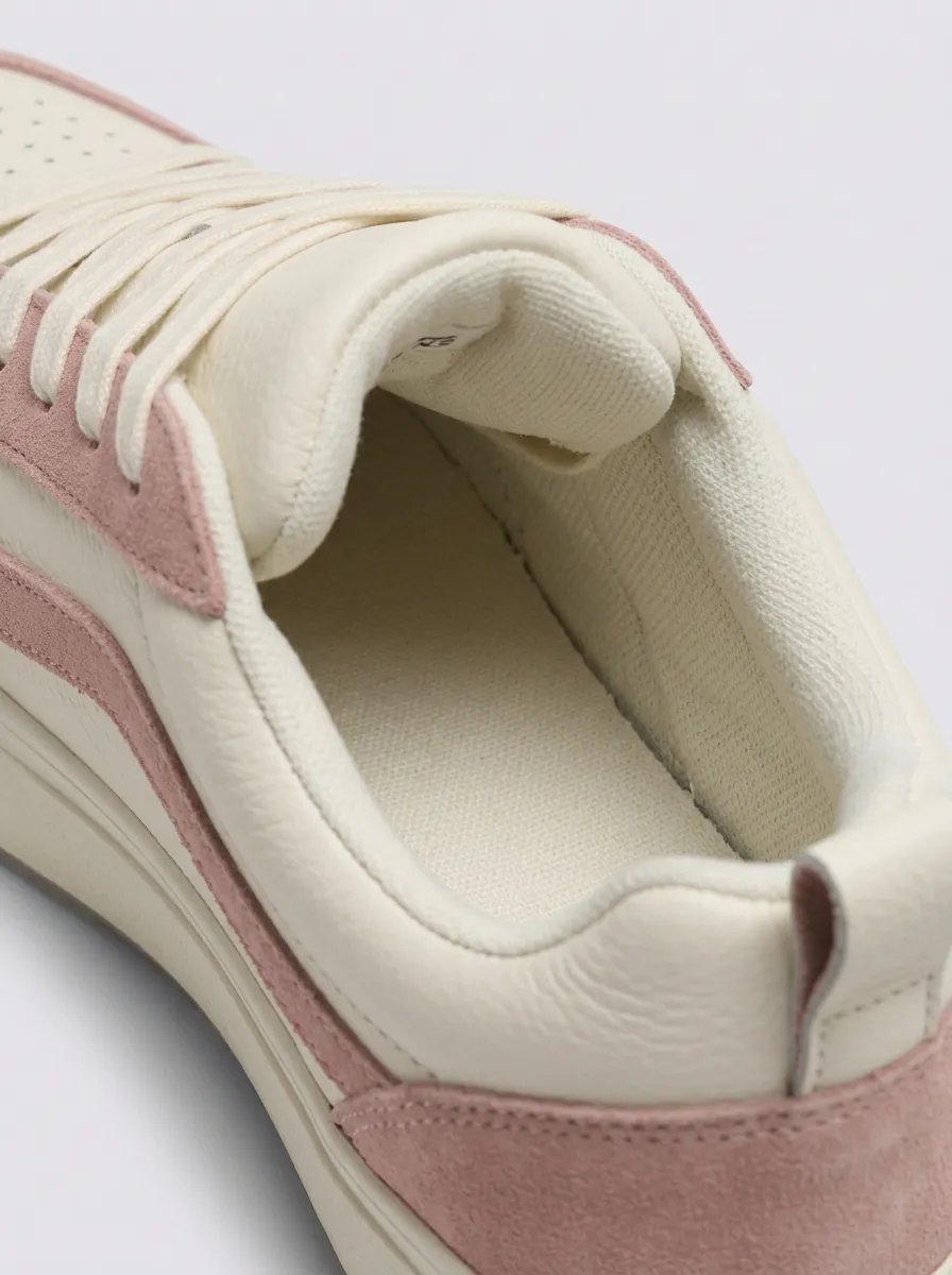 Lace-Detail Perforated Color-Block Platform Women's Low-Top Skate Sneakers