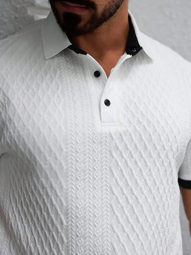 Contrast Trim Cool-Touch Cotton Knit Short Sleeve Shirt