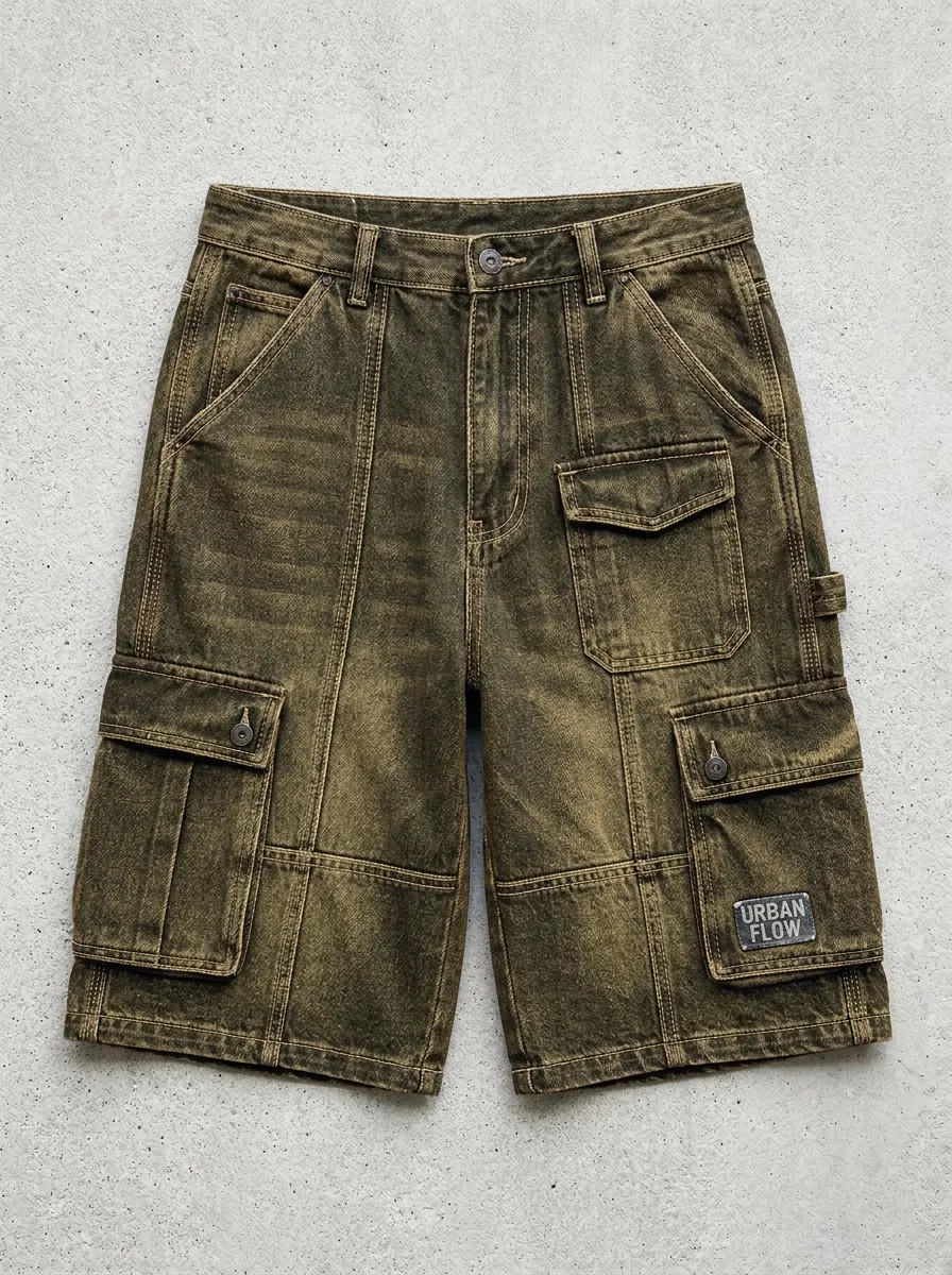 Rugged Cargo Denim Washed Men's Cargo Shorts