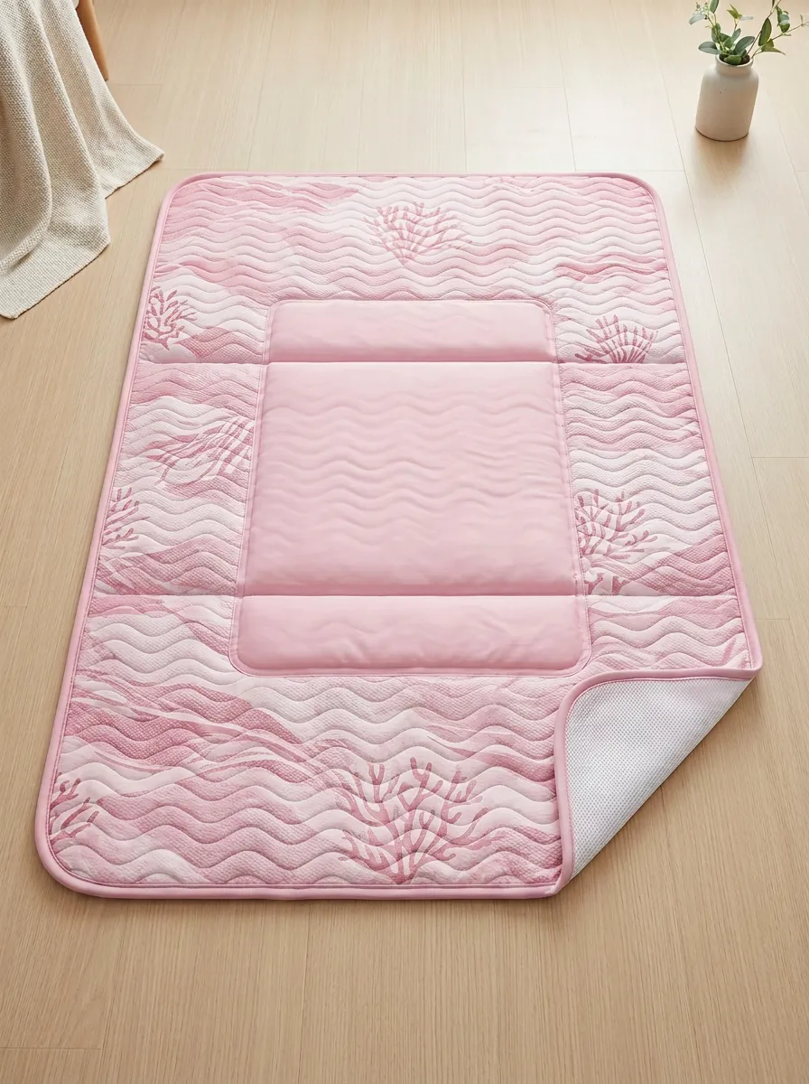 Summer Cooling Blue Coral Wave Pattern Cooling Mat