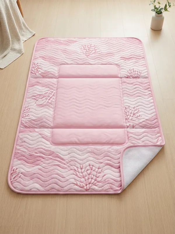 Summer Cooling Blue Coral Wave Pattern Cooling Mat