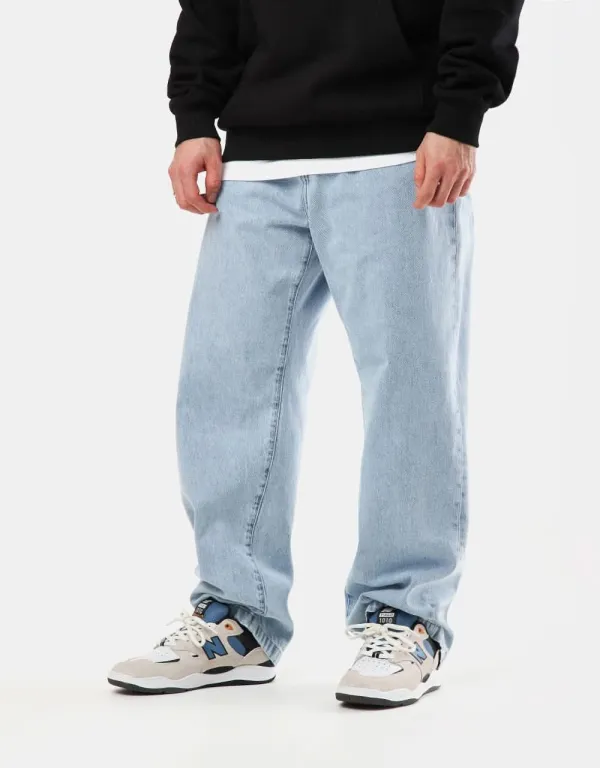 Bleached Loose Tapered Four Pocket Denim Jeans