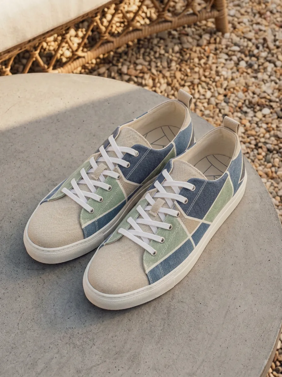 Geometric Colorblock Canvas Sneakers
