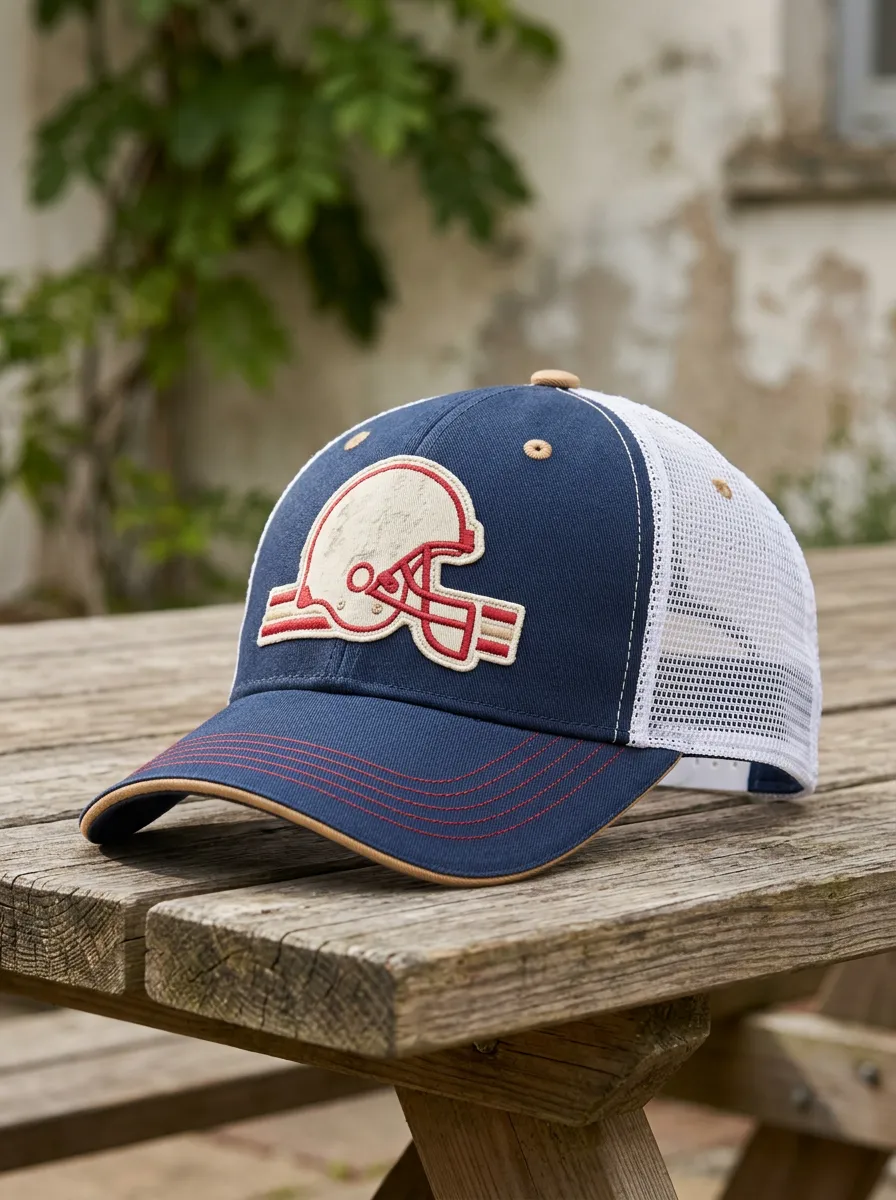 Men's Classic American Football Fan Helmet Embroidered Mesh Trucker Cap