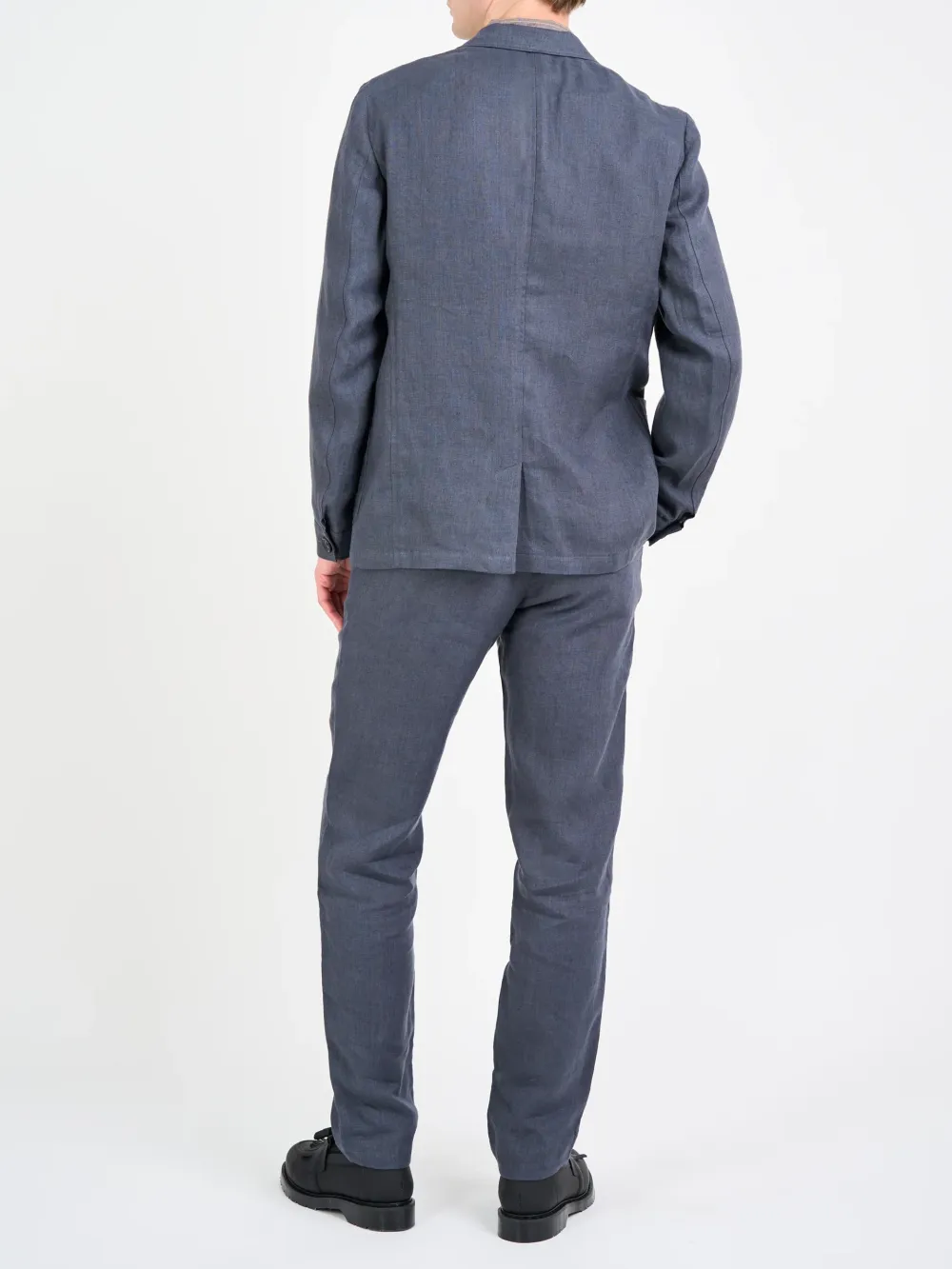 Grey Casual Style Lapel Linen Blazer