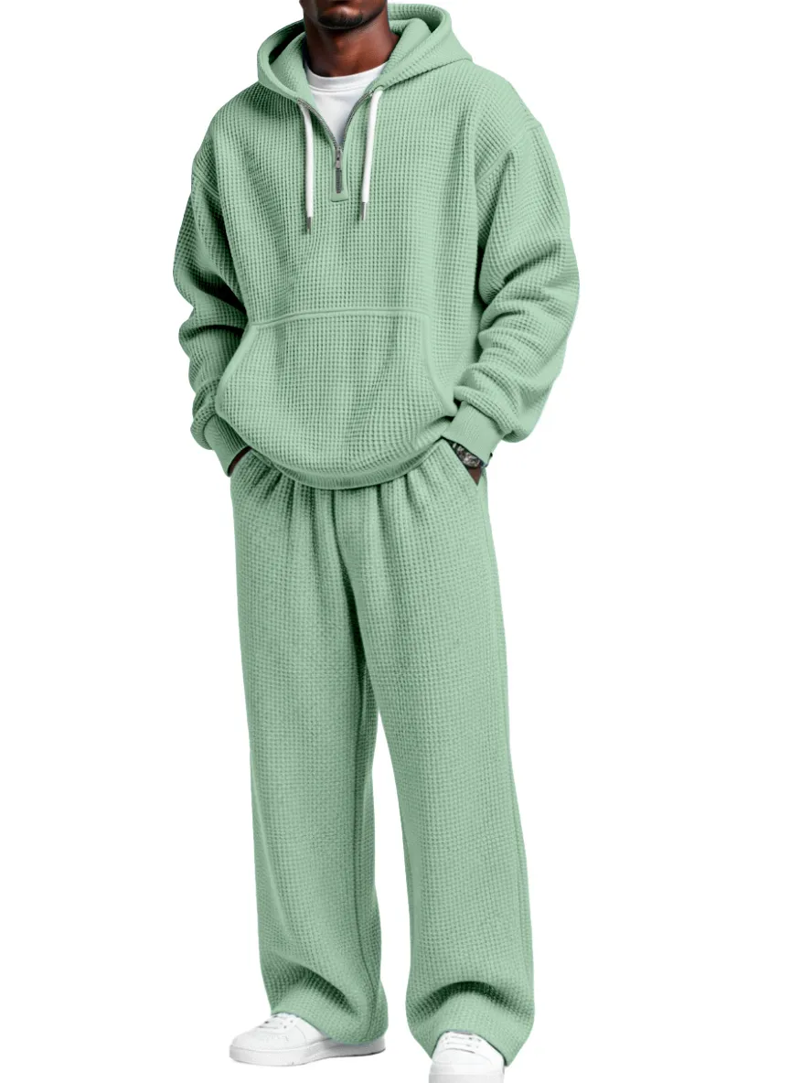 Textured Knit Hooded Zip Set