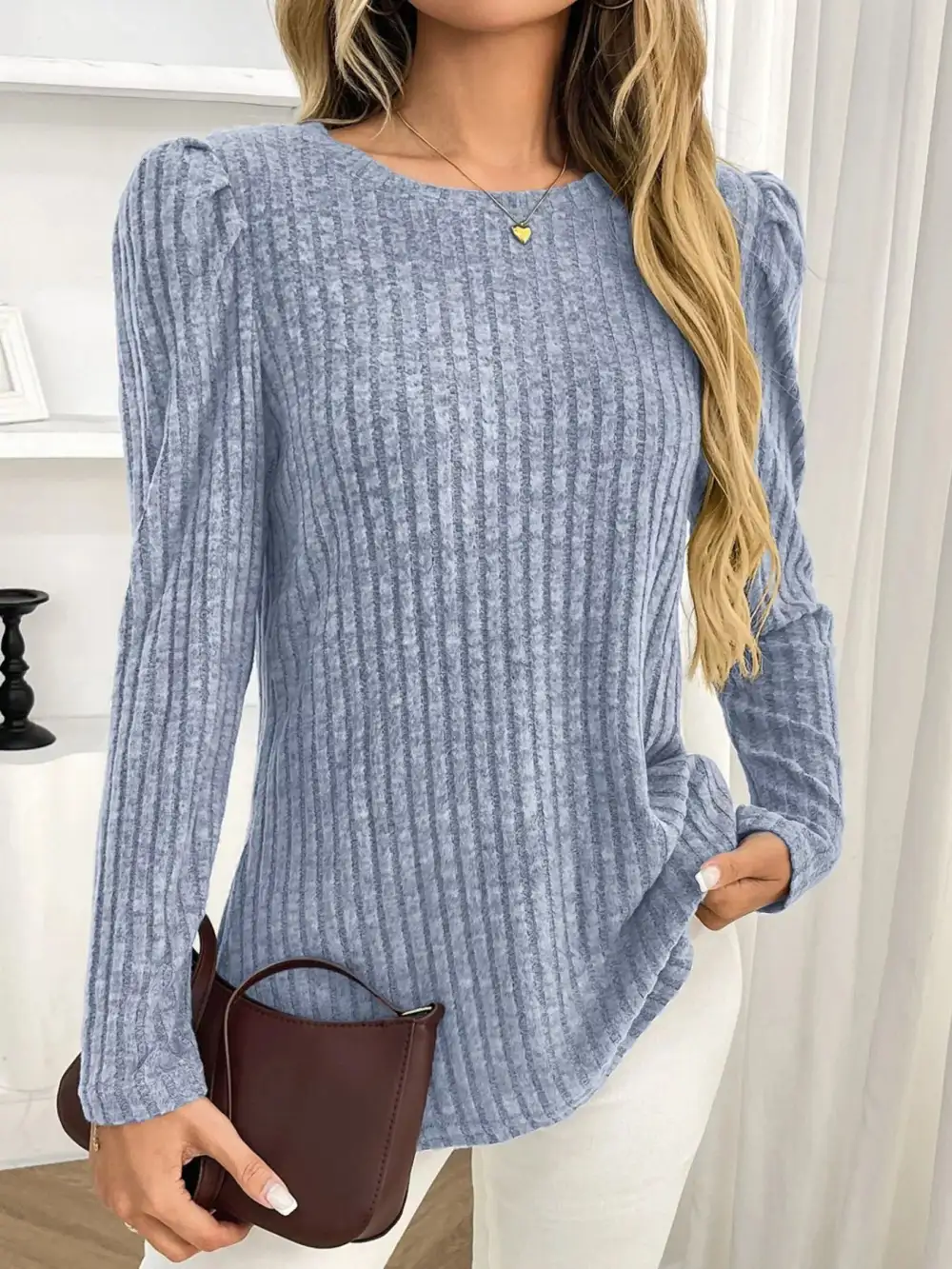 Round Neck Puff Sleeve T-Shirt