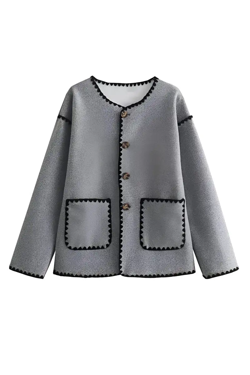 Relaxed V-Neck Long Jacket