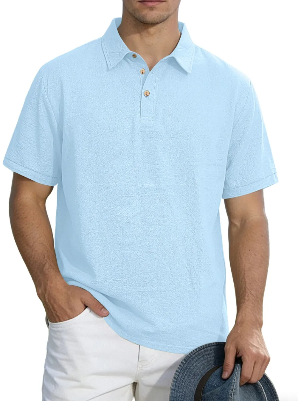 Button Placket Short Sleeve Cotton Polo Shirt