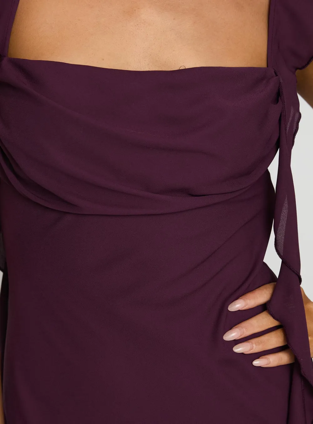 Layered Detail Pleated Maxi Dress