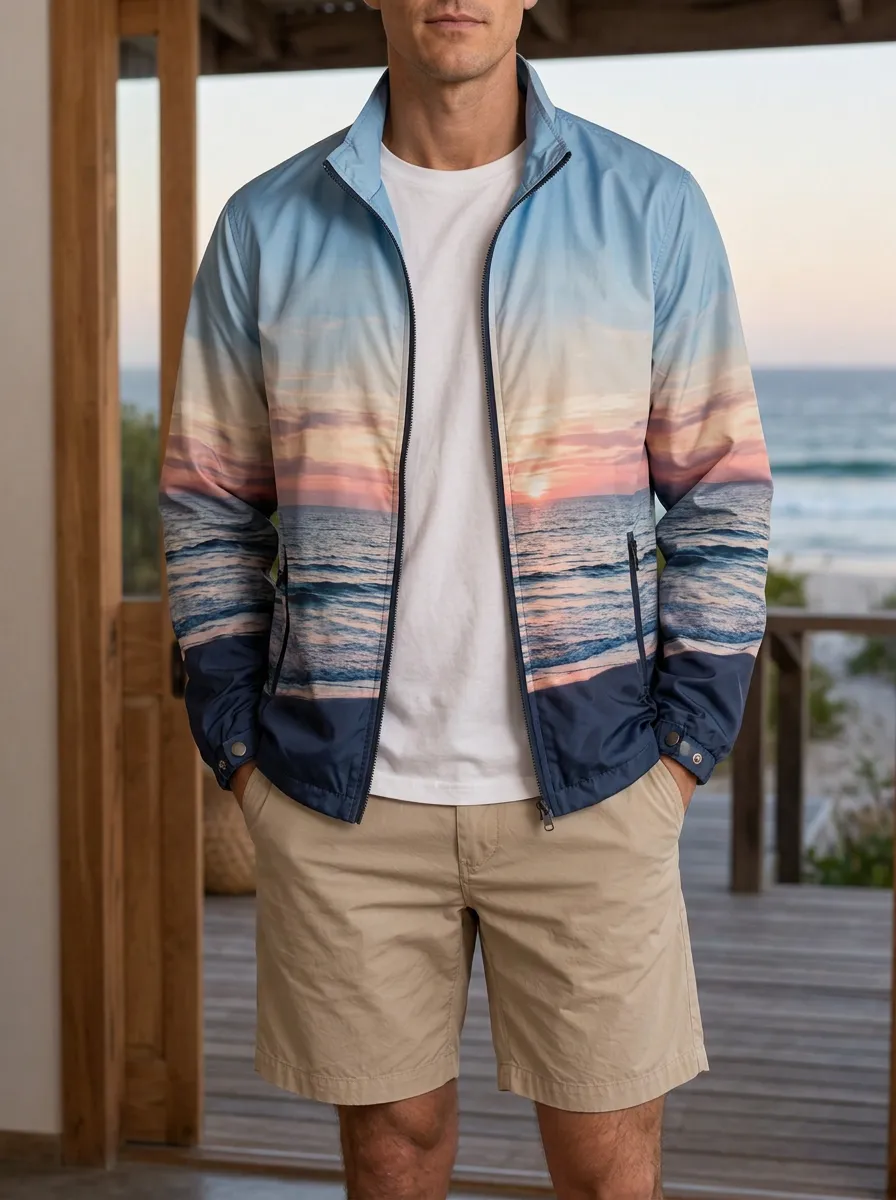 Men's Beach Ocean Sunset Rugged Trail Jacket