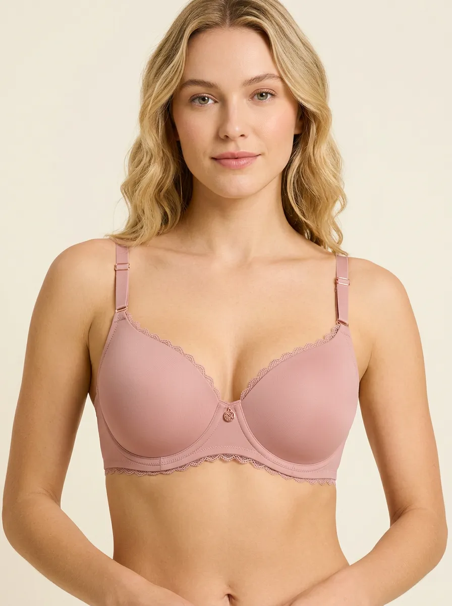 Women's Full-Coverage Underwire Seamless Lace-Trim Bra