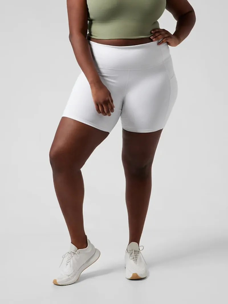 White Accented Biker Shorts For Chic Active Style