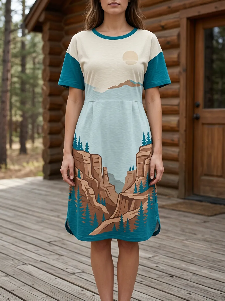 Women's Nature Lover Canyon Mountain Forest Printed Dress