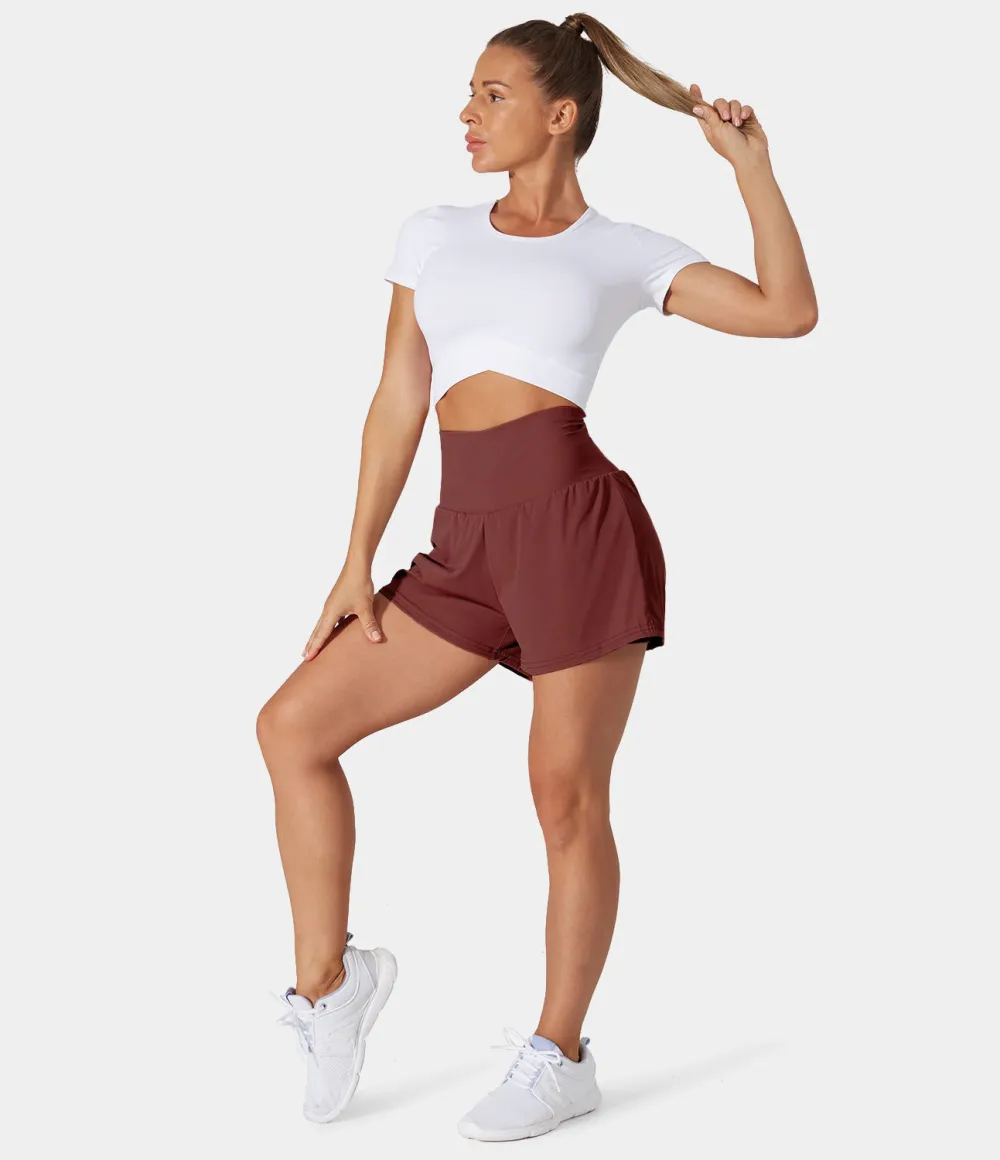 2026🔥  Super High Waisted Back Pocket & Side Hidden Pocket 2-in-1 Yoga Shorts 2.5