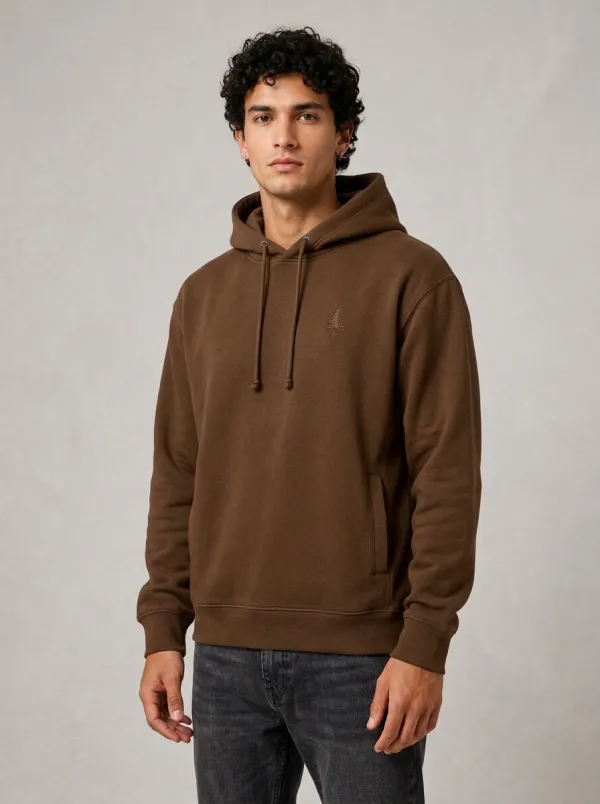 Men's Pine Tree Embroidered Graphic Pullover Hoodie