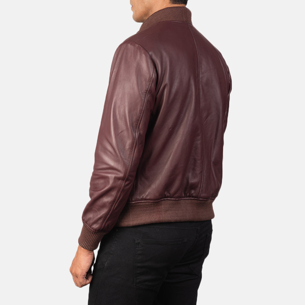 Men's Classic Panel Detail Bomber Leather Jacket