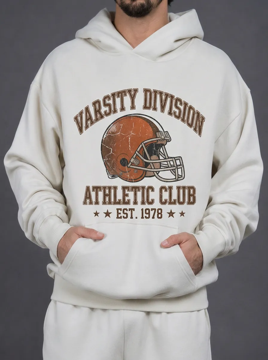 Men's Varsity Football Helmet Athletic Club Printed Hoodie