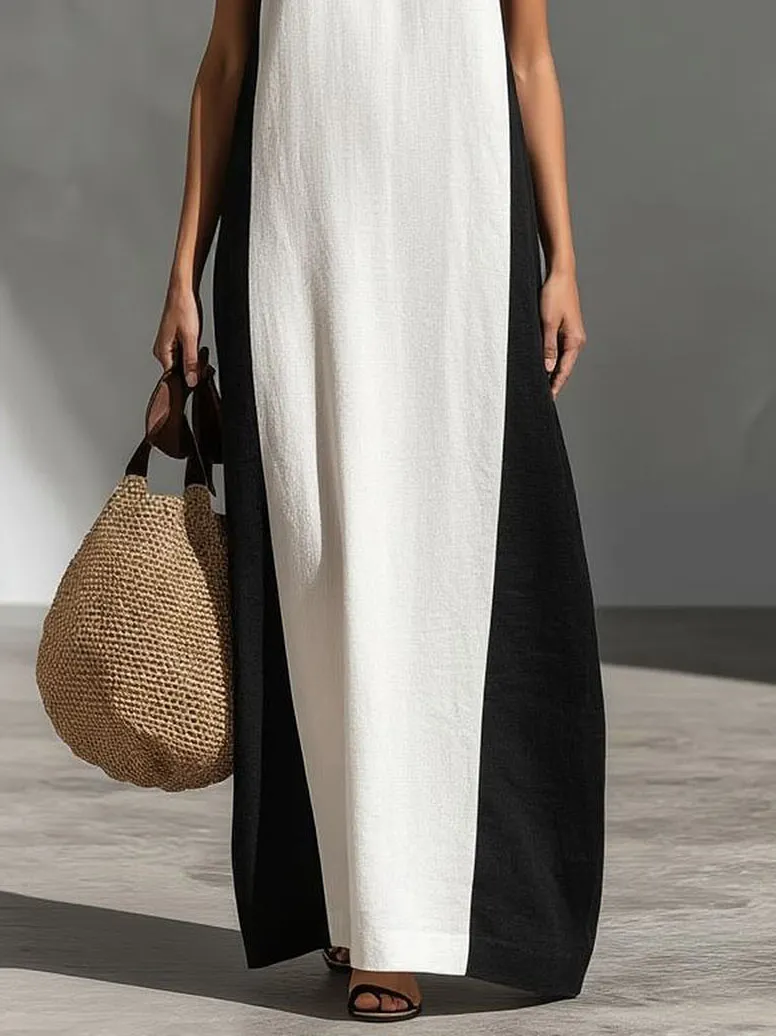 Block Halter Maxi Dress