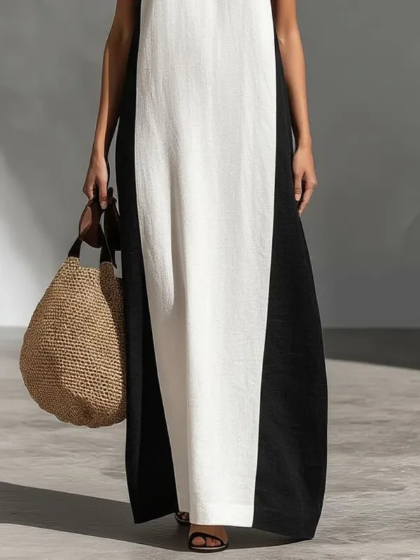 Block Halter Maxi Dress