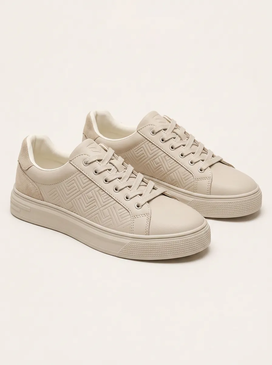 Men's Statement Geometric Pattern Embossed Patterned Modern Skate Shoes