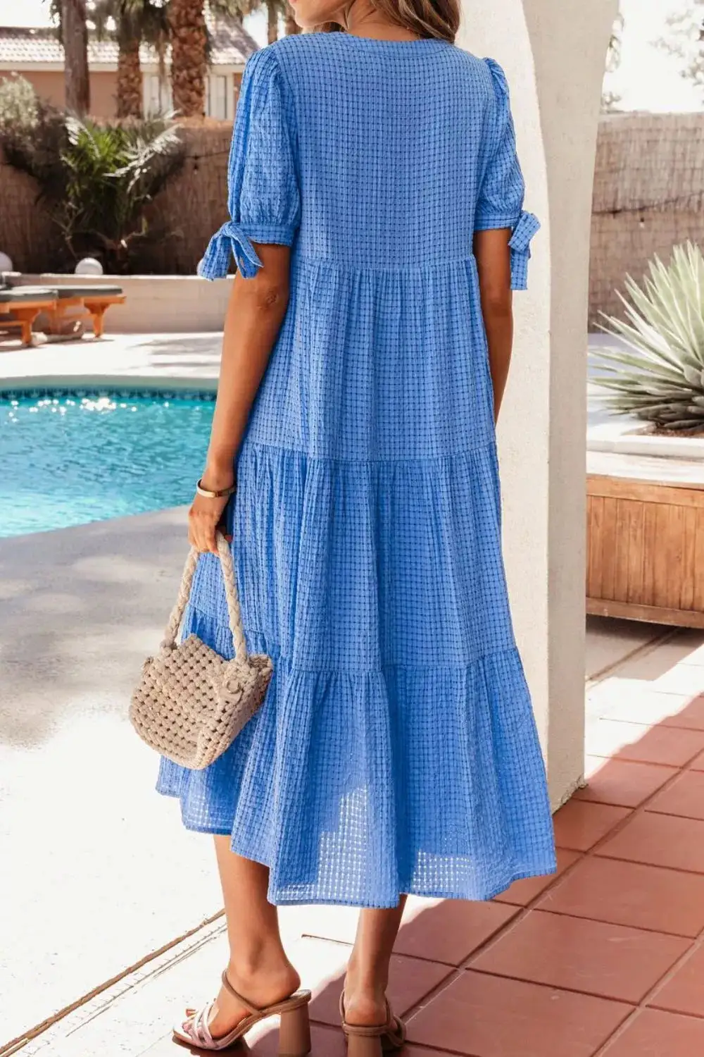 Tiered Short Sleeve Midi Dress