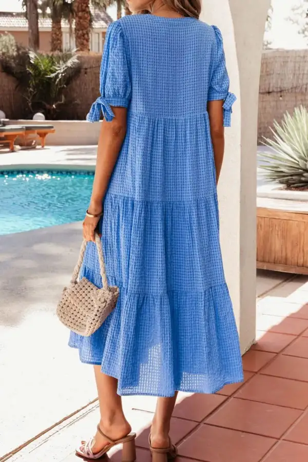Tiered Short Sleeve Midi Dress